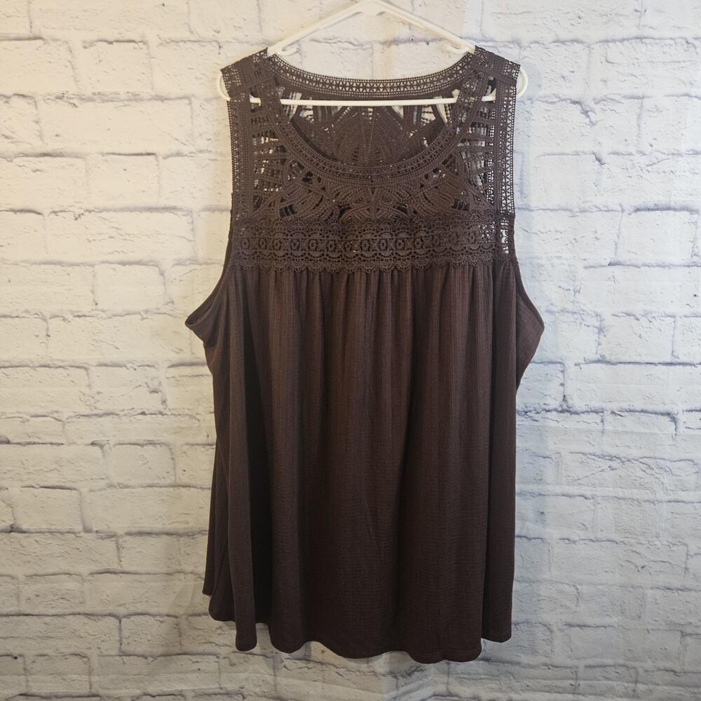 Torrid Texture Jersey Crew Neck Lace Yoke Swing Tank Top - Size 5X (28) NWT